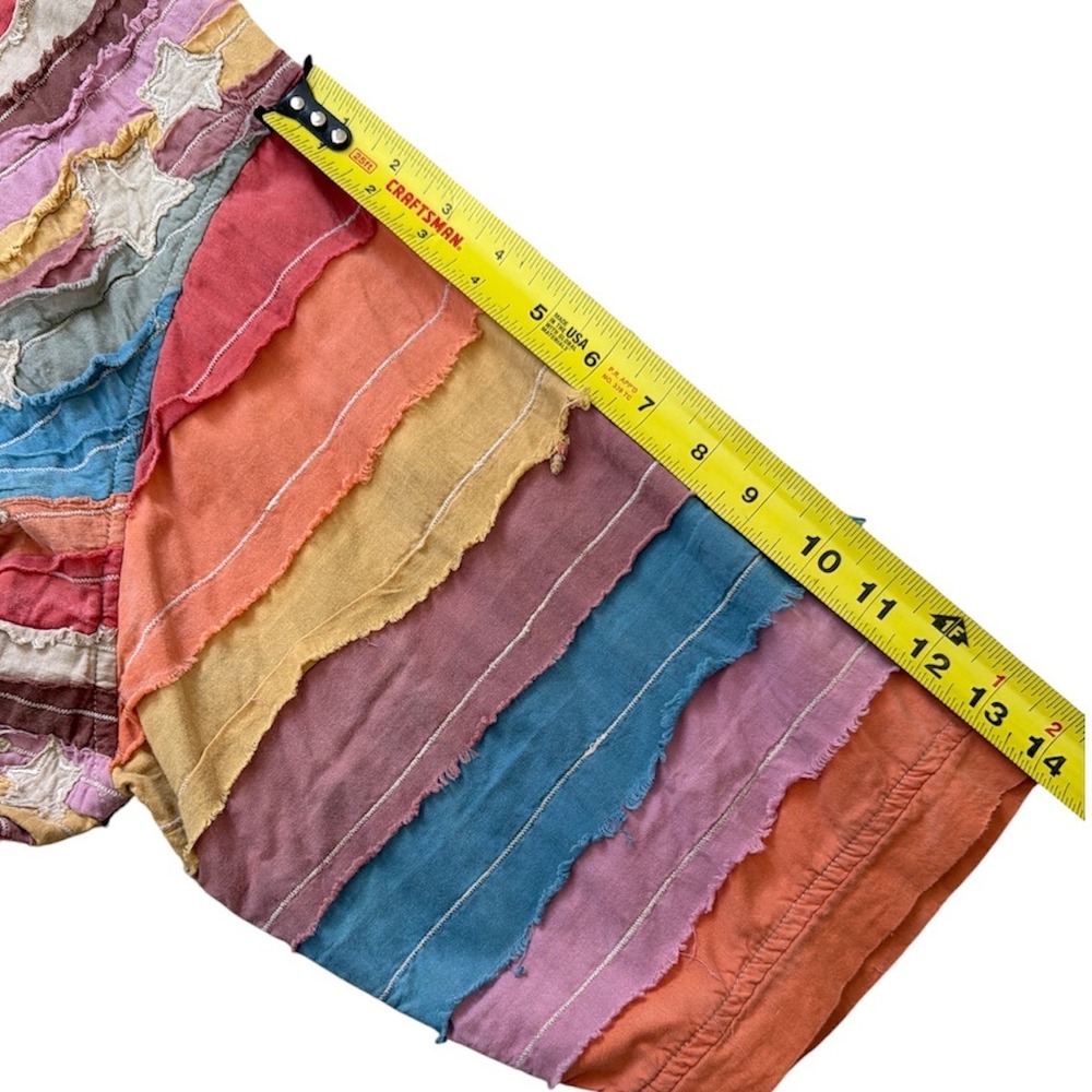 Magnolia Pearl Sunburst Star Patchwork Cotton Oversized Top Multicolor Boho OS - Picture 10 of 11